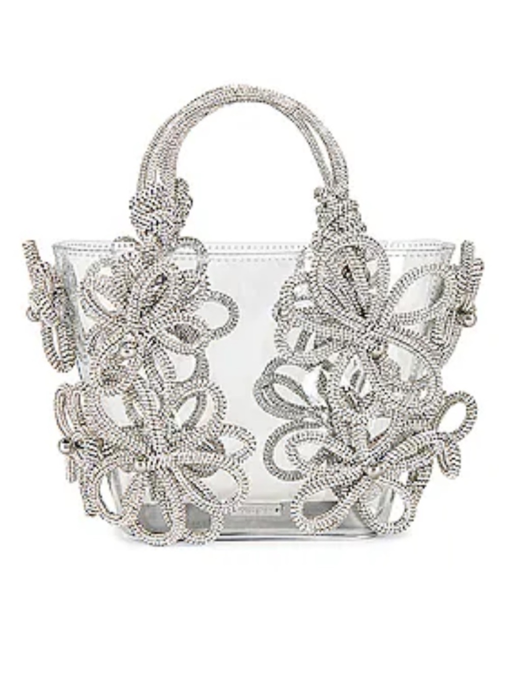 NWT cult gaia clear tote with silver floral beading